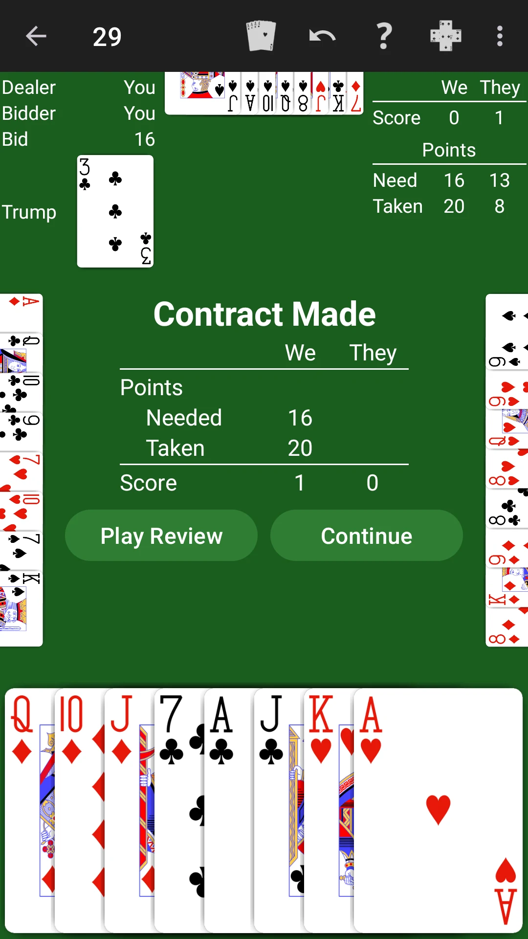 29 Card Game - Expert AI screenshot